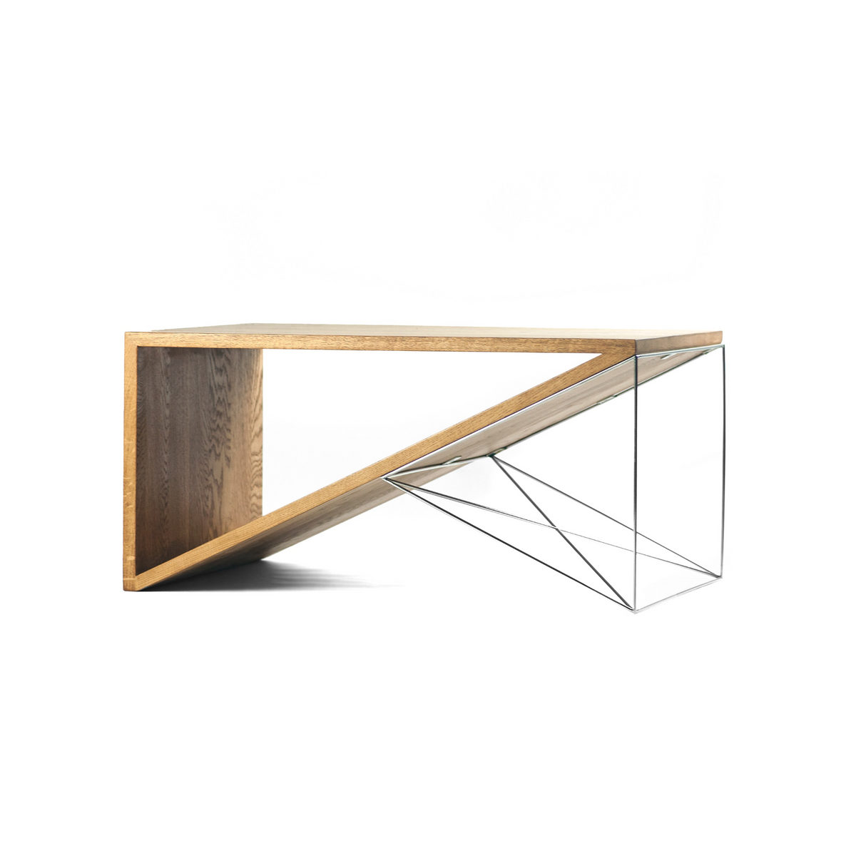 Vélan Coffee Table in Solid Oak and Steel