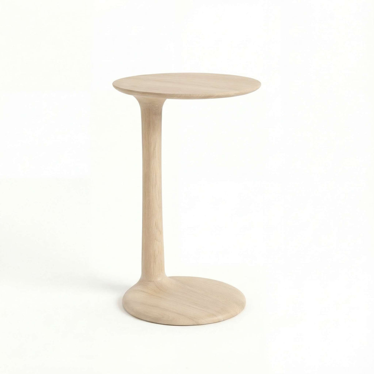 ETAUDORE Albula Side Table in Solid Oak Wood in Whitewashed Finish