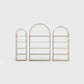 Arched bookcase Arkada, available in Switzerland through ÉTAUDORÉ, made from highest quality powdered coated steel in khaki color