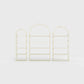 Arched bookcase Arkada, available in Switzerland through ÉTAUDORÉ, made from highest quality powdered coated steel in light ecru