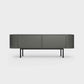 Curved Desiva Enna 01 lowboard in anthracite gray steel, available in Switzerland via ÉTAUDORÉ
