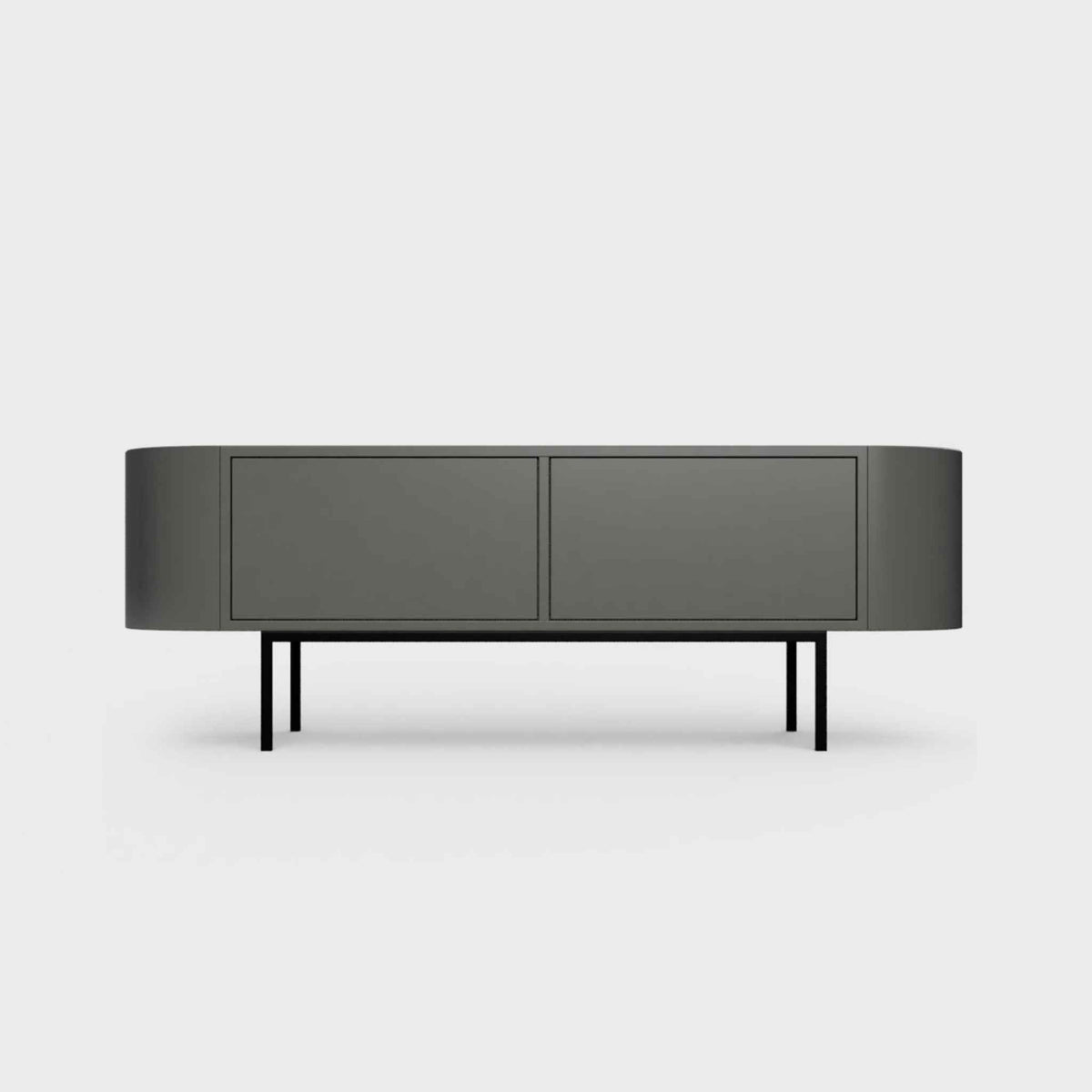 Curved Desiva Enna 01 lowboard in anthracite gray steel, available in Switzerland via ÉTAUDORÉ