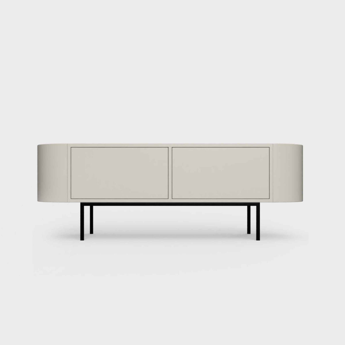 Curved Desiva Enna 01 lowboard in light beige steel, available in Switzerland via ÉTAUDORÉ