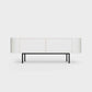 Curved Desiva Enna 01 lowboard in white steel, available in Switzerland via ÉTAUDORÉ