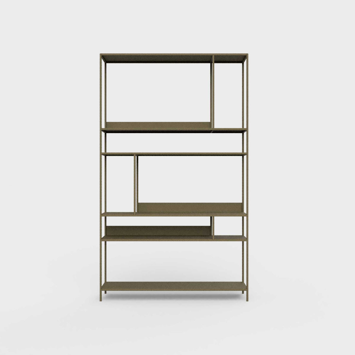 ÉTAUDORÉ Floks 01 powder coated steel bookcase in brown olive color