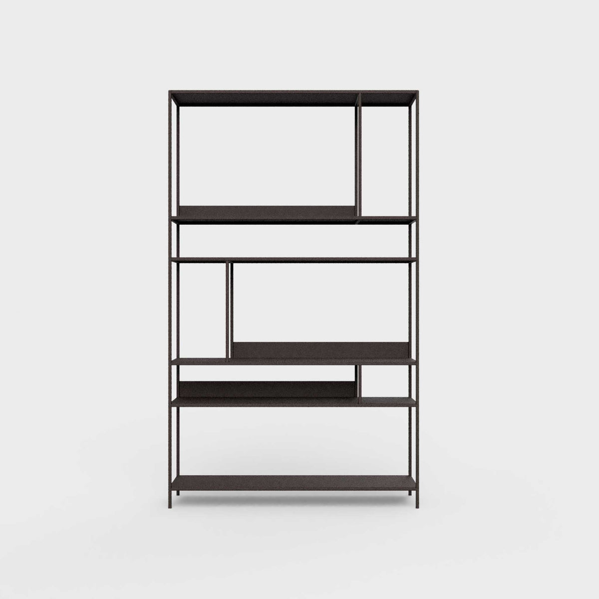ÉTAUDORÉ Floks 01 powder coated steel bookcase in coffee brown