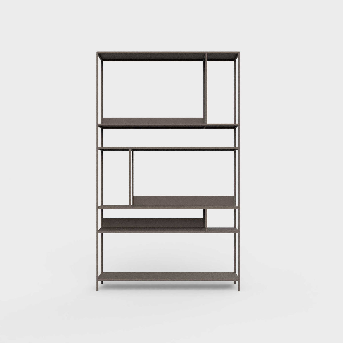 ÉTAUDORÉ Floks 01 powder coated steel bookcase in earth brown color