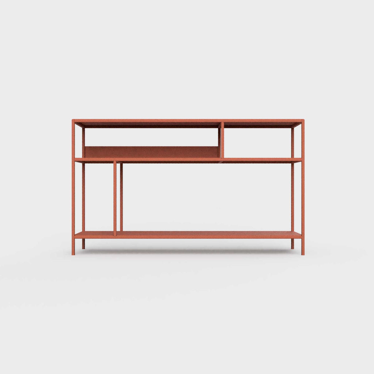 Brick orange color ÉTAUDORÉ DESIVA small shelving unit Floks 03, made to order from highest quality powder coated steel