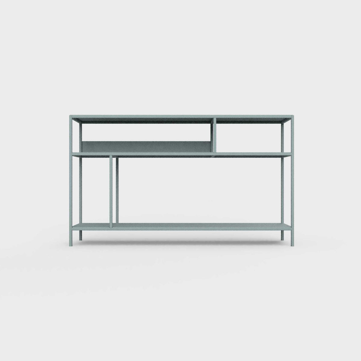 Celadon green color ÉTAUDORÉ DESIVA small shelving unit Floks 03, made to order from highest quality powder coated steel