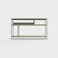 Faded olive green color ÉTAUDORÉ DESIVA small shelving unit Floks 03, made to order from highest quality powder coated steel