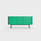 ÉTAUDORÉ Desiva Lumia 01 steel rounded sideboard in avocado green powder coated steel
