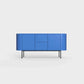 ÉTAUDORÉ Desiva Lumia 01 steel rounded sideboard in azure blue powder coated steel