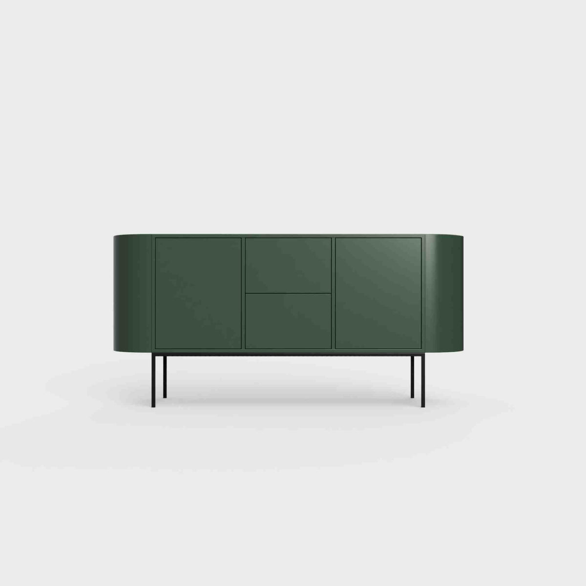ÉTAUDORÉ Desiva Lumia 01 steel rounded sideboard in bottle green powder coated steel