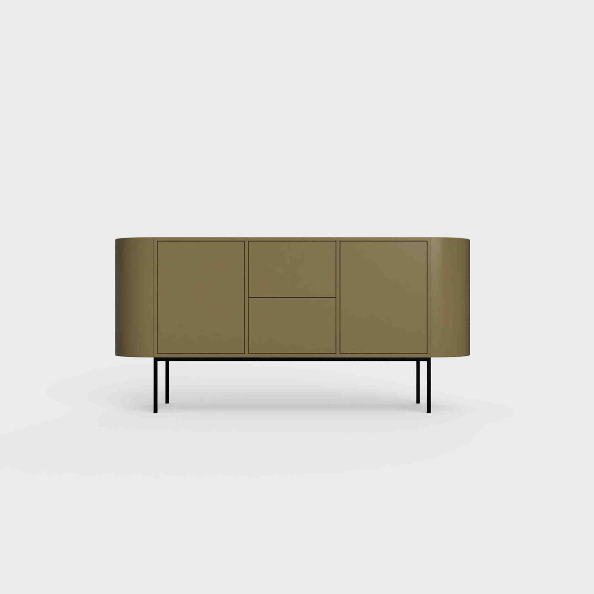 ÉTAUDORÉ Desiva Lumia 01 steel rounded sideboard in brown olive brown-green powder coated steel