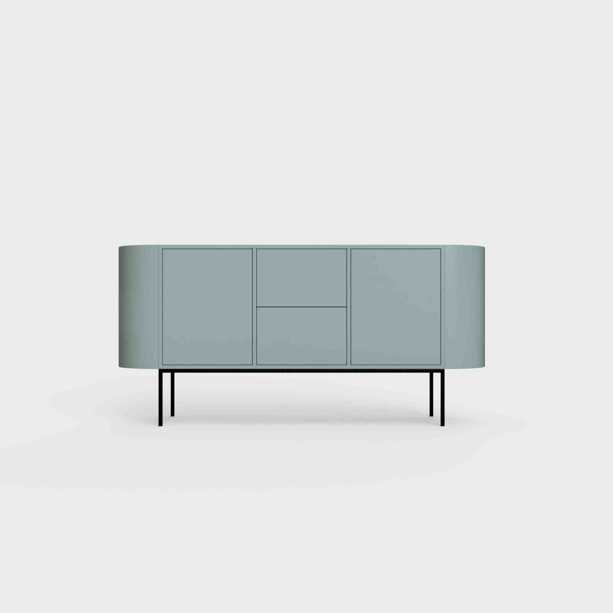 ÉTAUDORÉ Desiva Lumia 01 steel rounded sideboard in celadon green powder coated steel