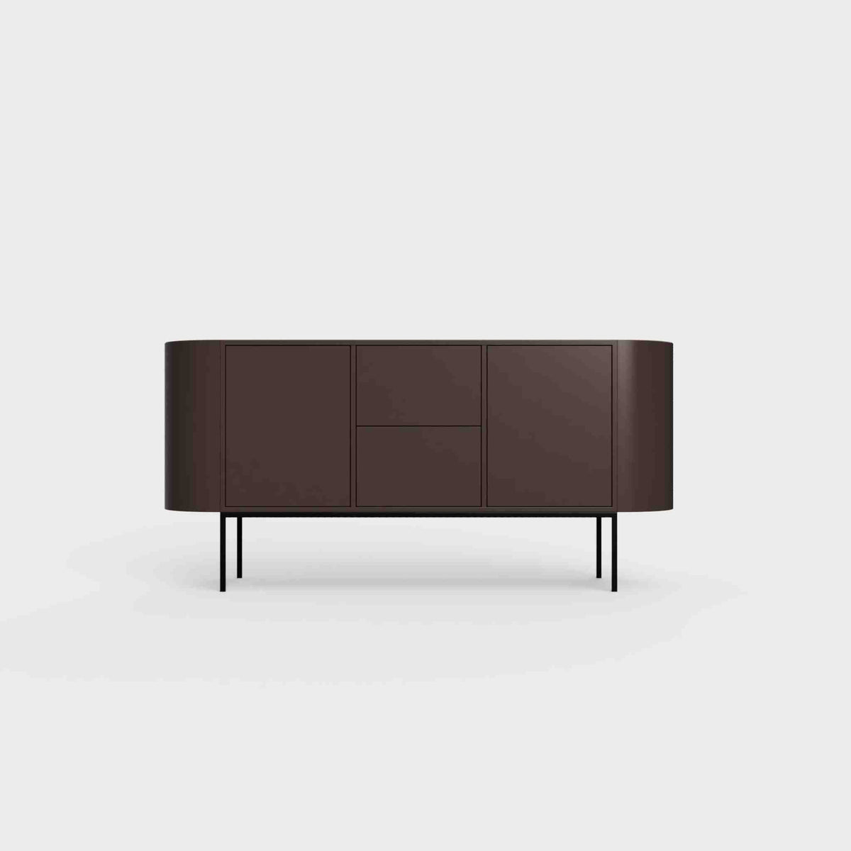 ÉTAUDORÉ Desiva Lumia 01 steel rounded sideboard in coffee brown powder coated steel