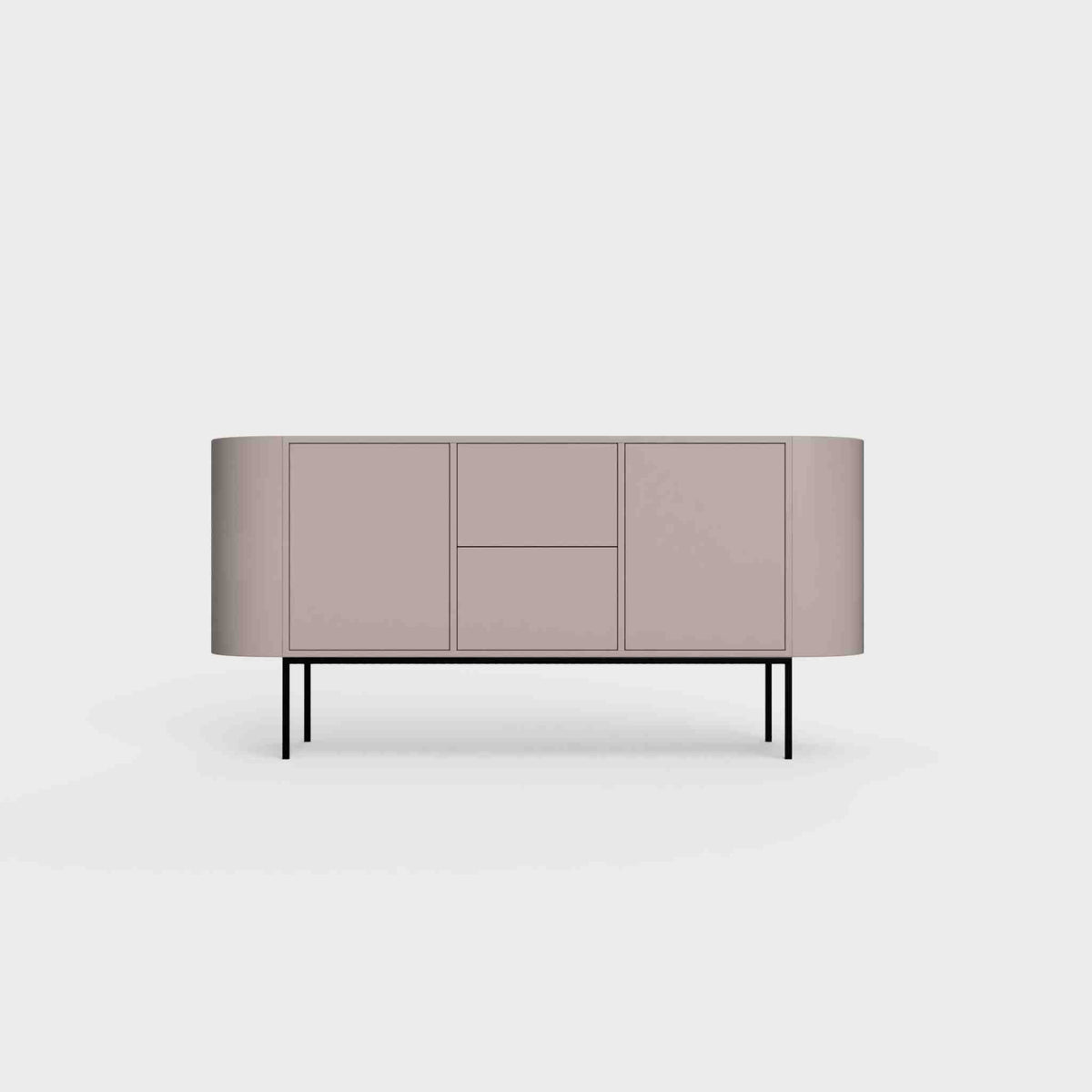 ÉTAUDORÉ Desiva Lumia 01 steel rounded sideboard in cold beige powder coated steel