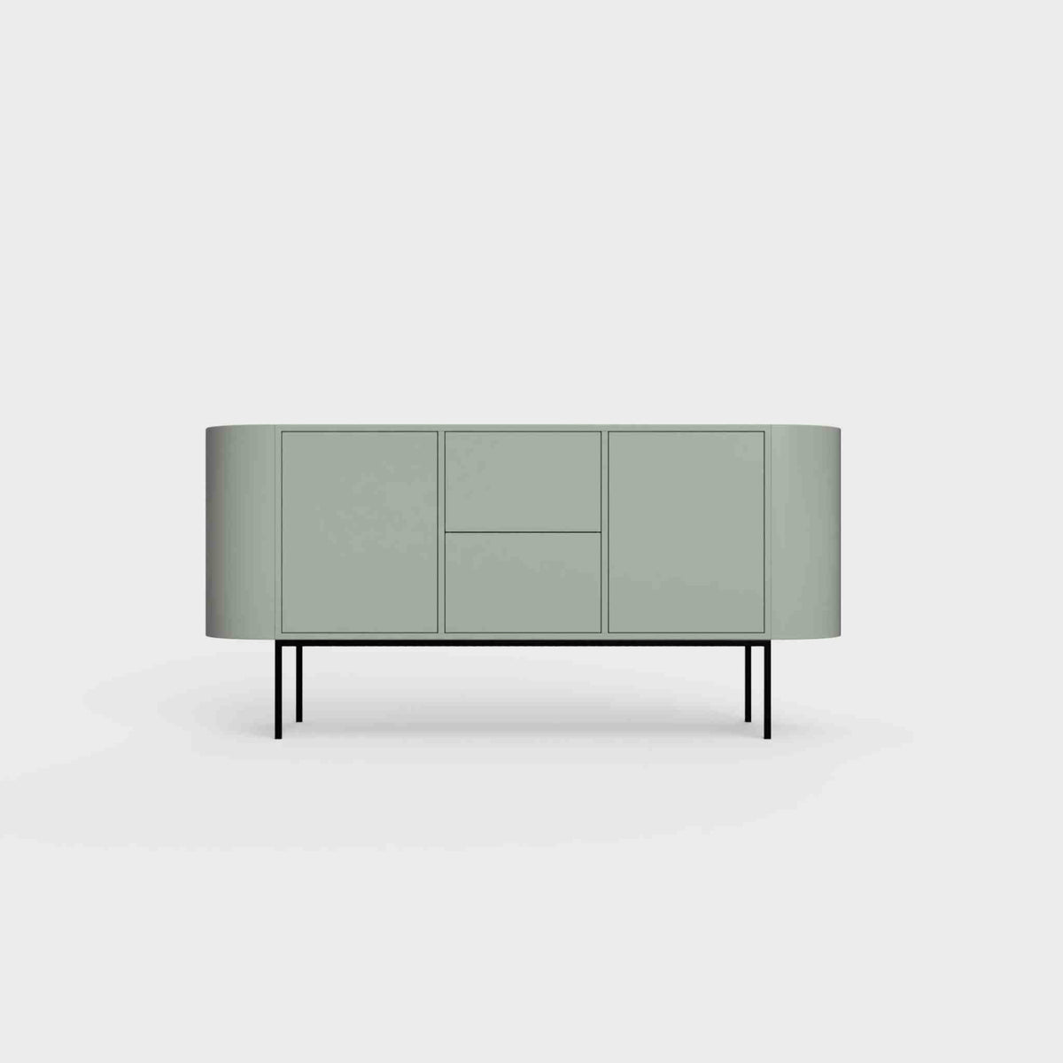 ÉTAUDORÉ Desiva Lumia 01 steel rounded sideboard in dark matcha green powder coated steel