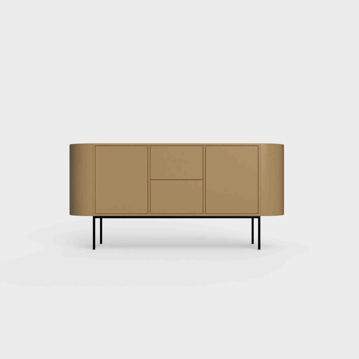 ÉTAUDORÉ Desiva Lumia 01 steel rounded sideboard in desert palm brown-green powder coated steel
