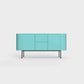 ÉTAUDORÉ Desiva Lumia 01 steel rounded sideboard in forget me not blue green powder coated steel