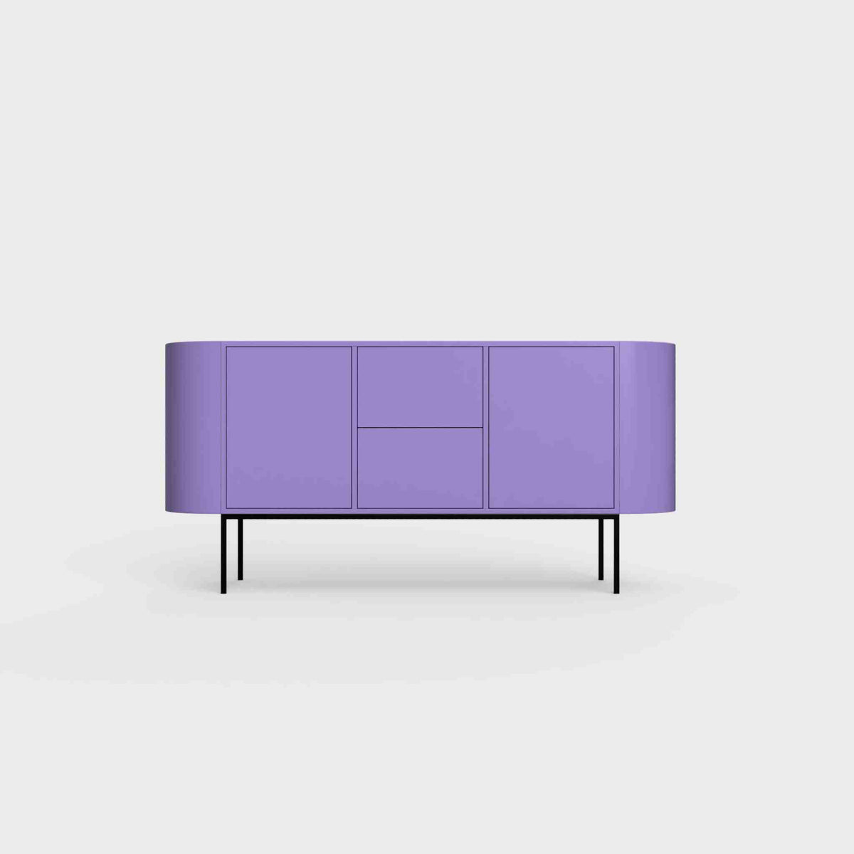 ÉTAUDORÉ Desiva Lumia 01 steel rounded sideboard in iris violet powder coated steel