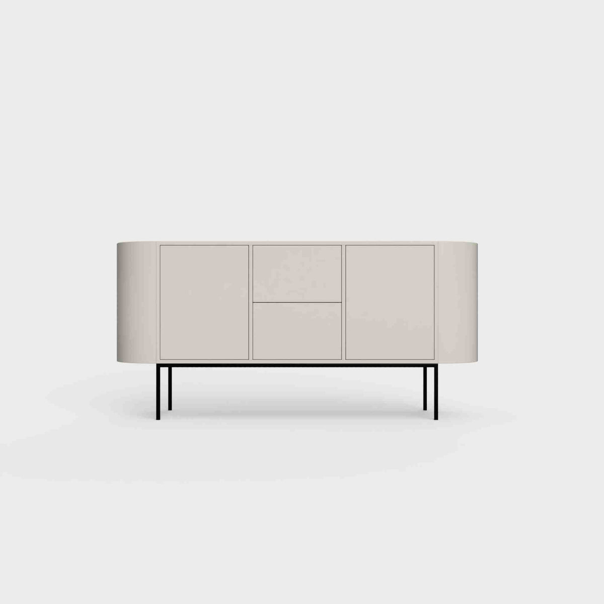 ÉTAUDORÉ Desiva Lumia 01 steel rounded sideboard in light beige powder coated steel