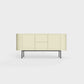 ÉTAUDORÉ Desiva Lumia 01 steel rounded sideboard in light ecru powder coated steel