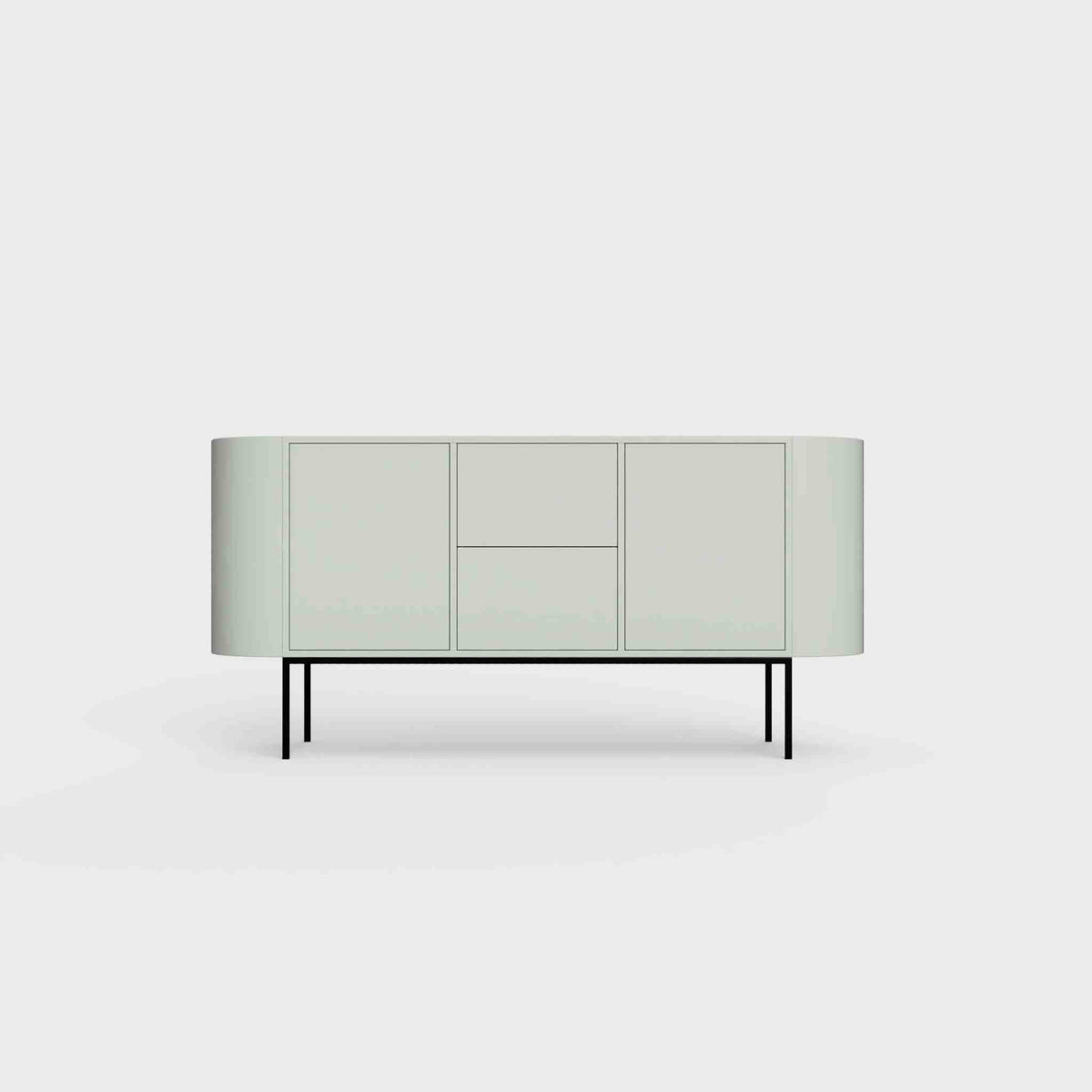 ÉTAUDORÉ Desiva Lumia 01 steel rounded sideboard in light matcha green powder coated steel