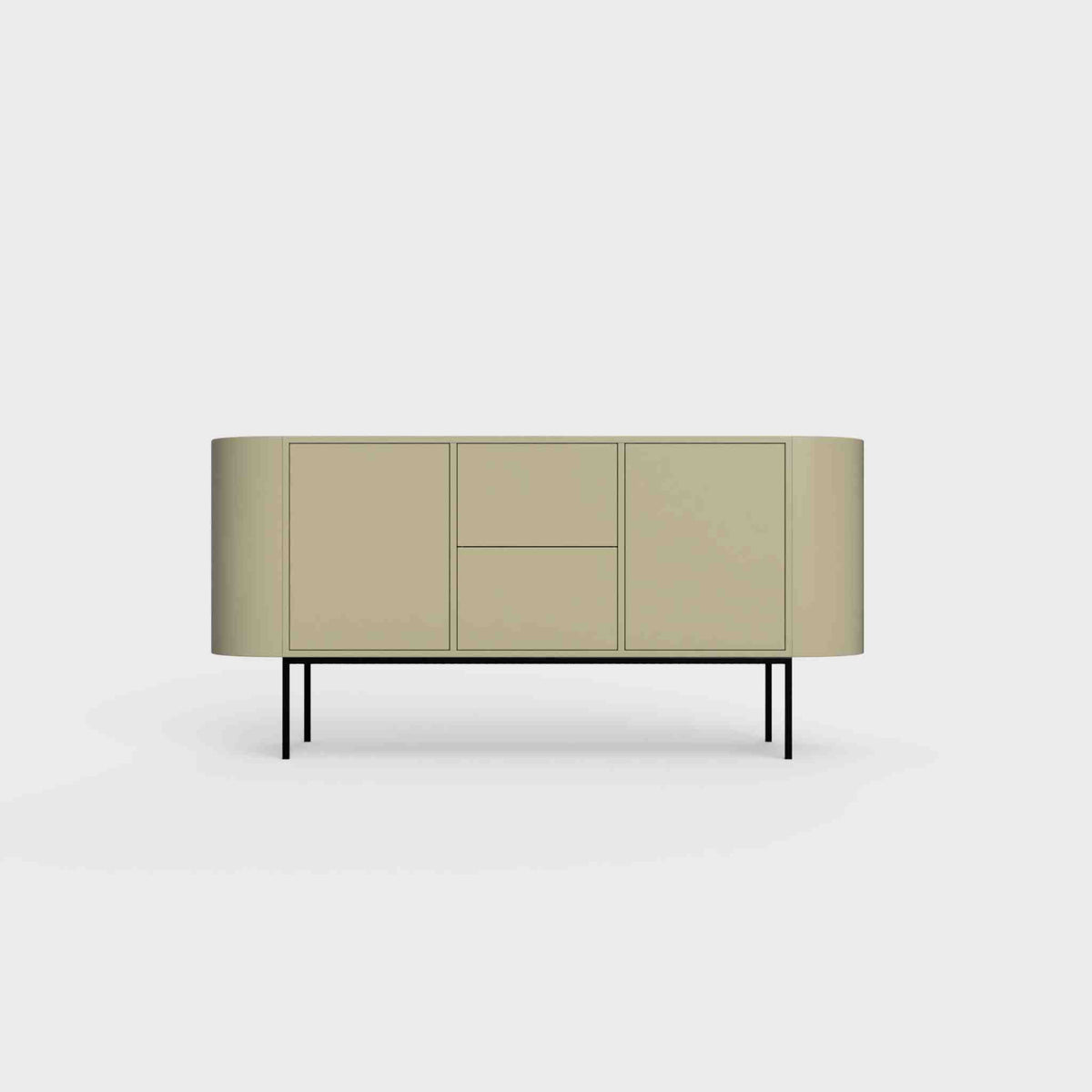 ÉTAUDORÉ Desiva Lumia 01 steel rounded sideboard in light olive powder coated steel