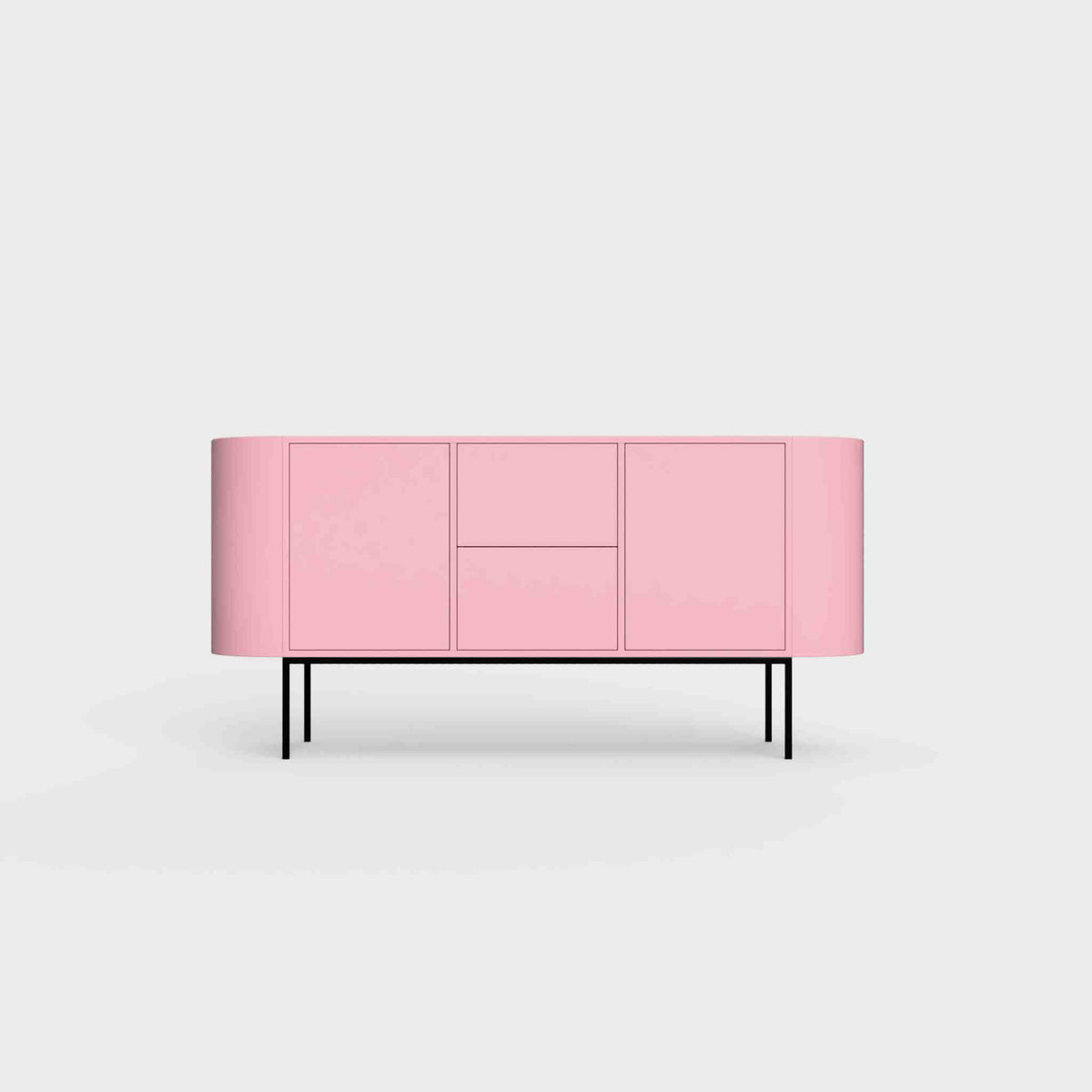 ÉTAUDORÉ Desiva Lumia 01 steel rounded sideboard in lily pink powder coated steel