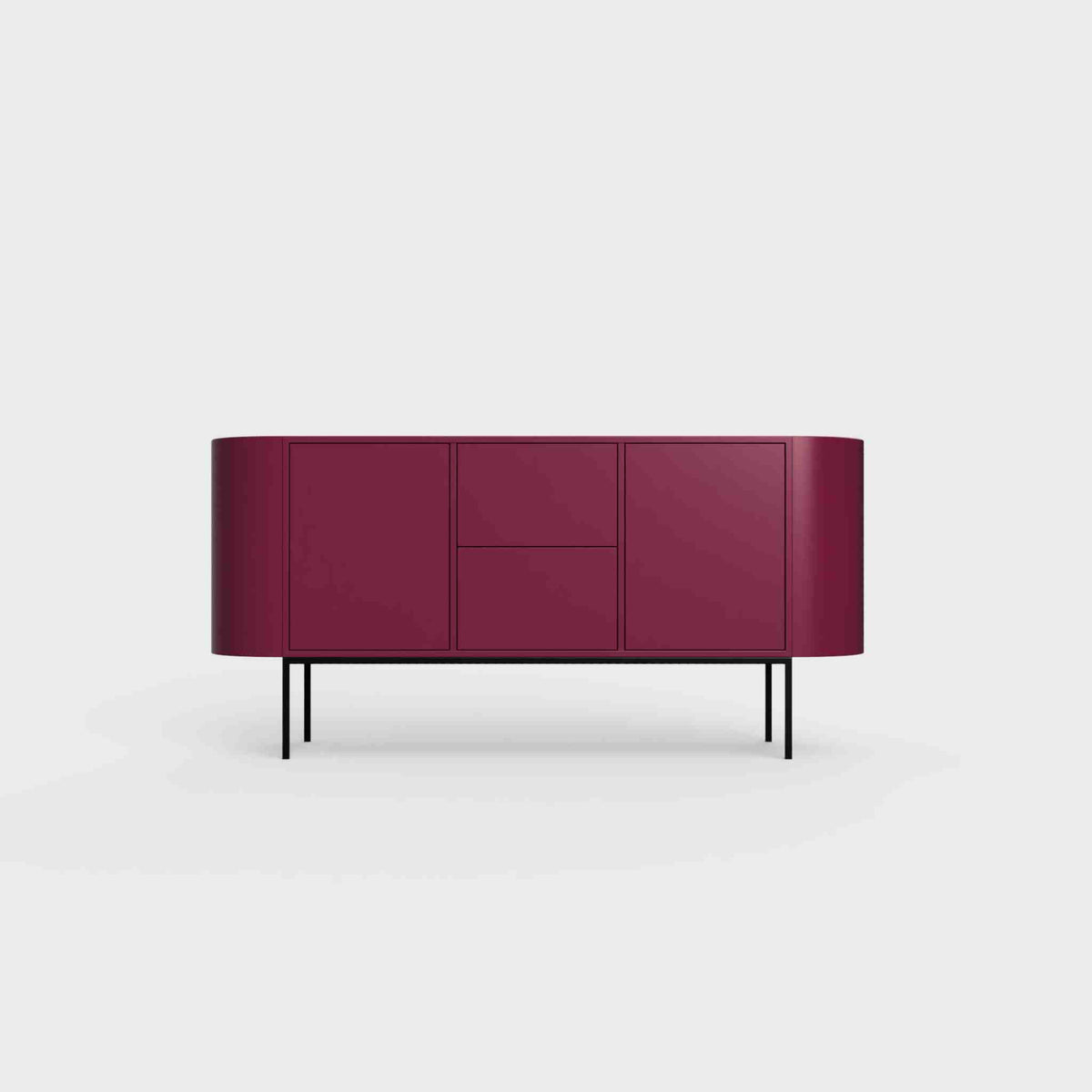 ÉTAUDORÉ Desiva Lumia 01 steel rounded sideboard in plum red-purple powder coated steel