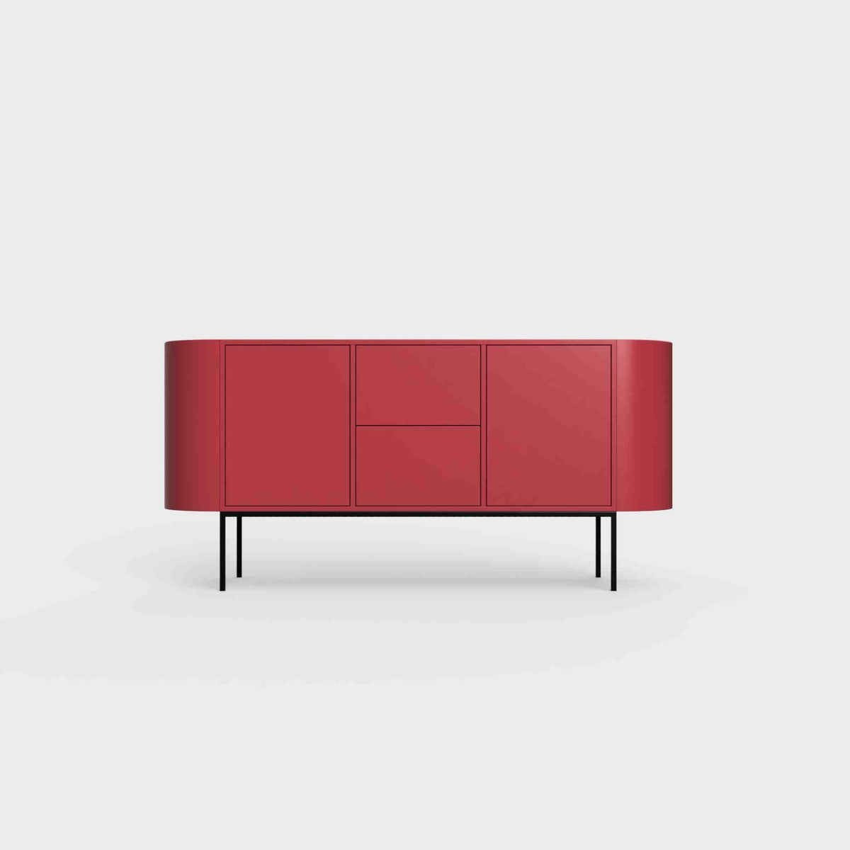 ÉTAUDORÉ Desiva Lumia 01 steel rounded sideboard in ruby red powder coated steel