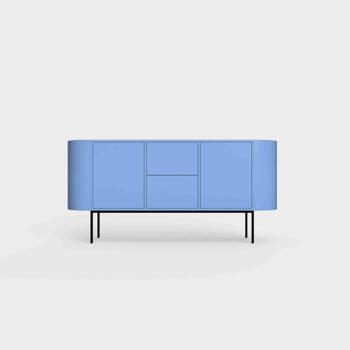 ÉTAUDORÉ Desiva Lumia 01 steel rounded sideboard in sky blue powder coated steel