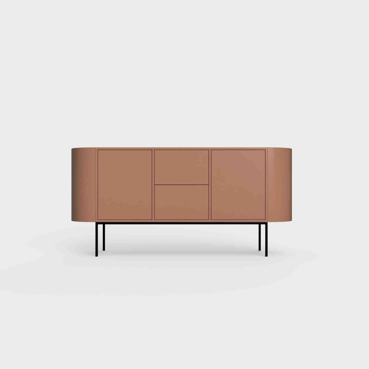 ÉTAUDORÉ Desiva Lumia 01 steel rounded sideboard in terracotta brown-orange powder coated steel