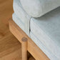 Closeup of the ÉTAUDORÉ ÉLANDE Daybed in solid oak with upholstered mattress 