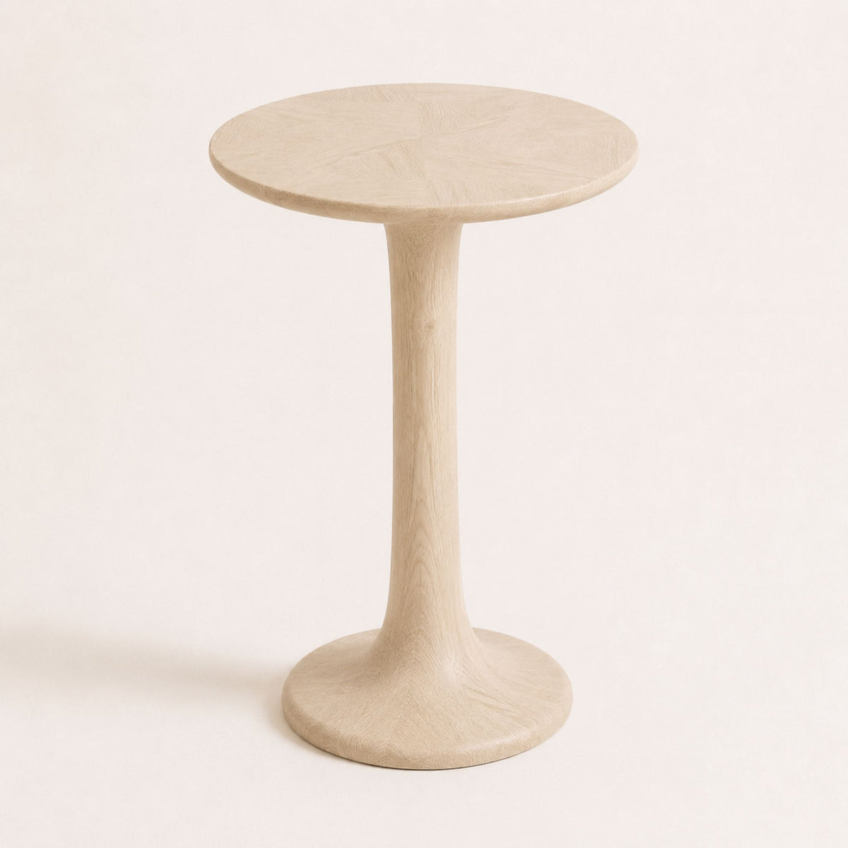 ETAUDORE Lianna Side Table in Solid Oak Wood - Whitewashed Finish