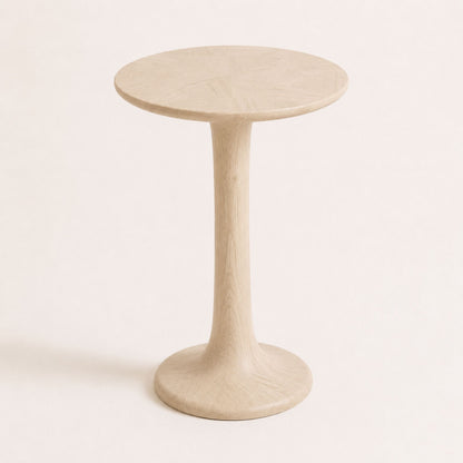 ETAUDORE Lianna Side Table in Solid Oak Wood - Whitewashed Finish