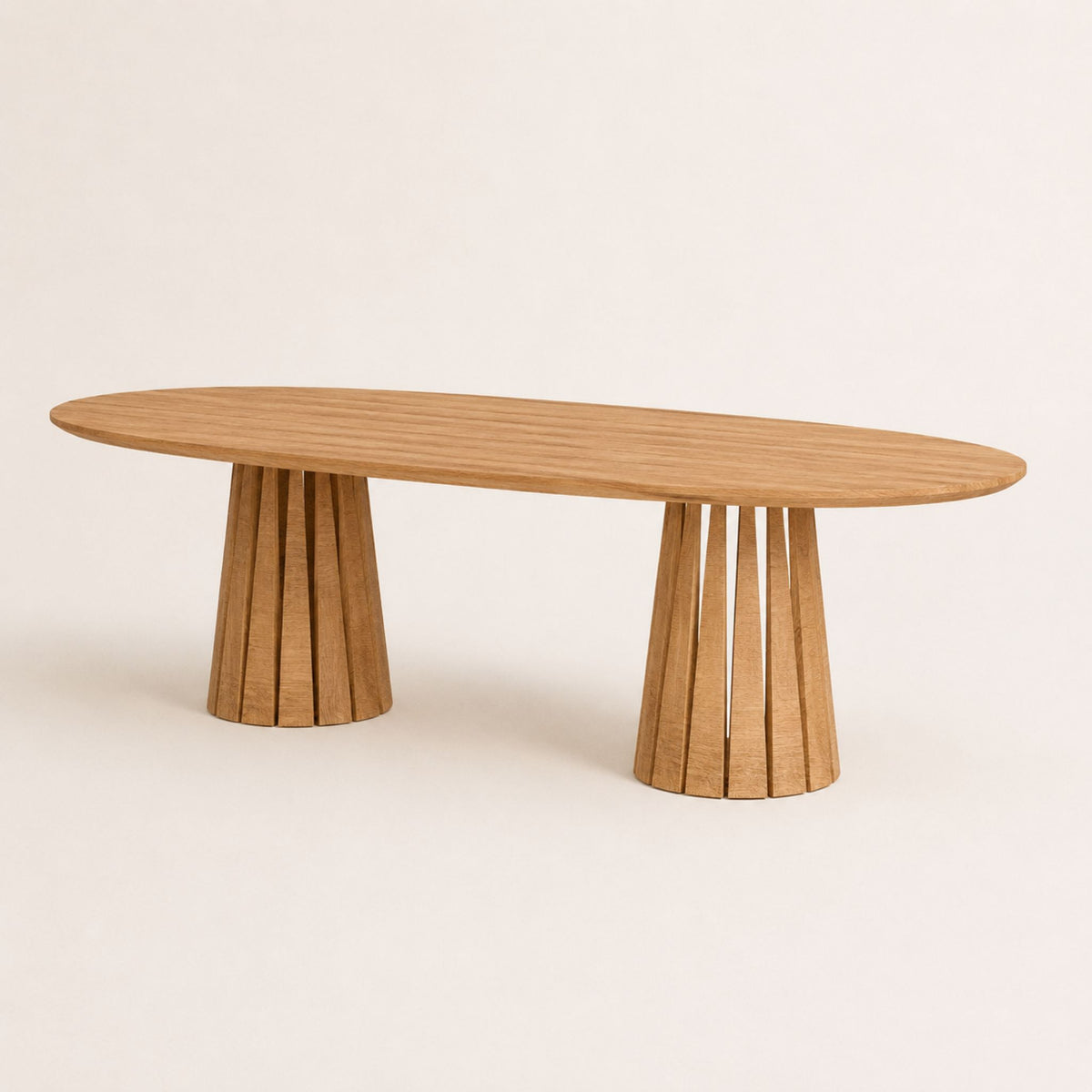 ÉTAUDORÉ Noemi Rounded Oval Table in solid oak wood, chestnut finish