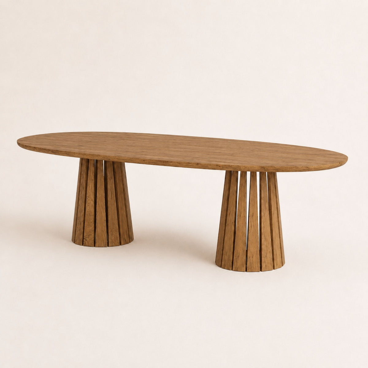 ÉTAUDORÉ Noemi Rounded Oval Table in solid oak wood, dark finish