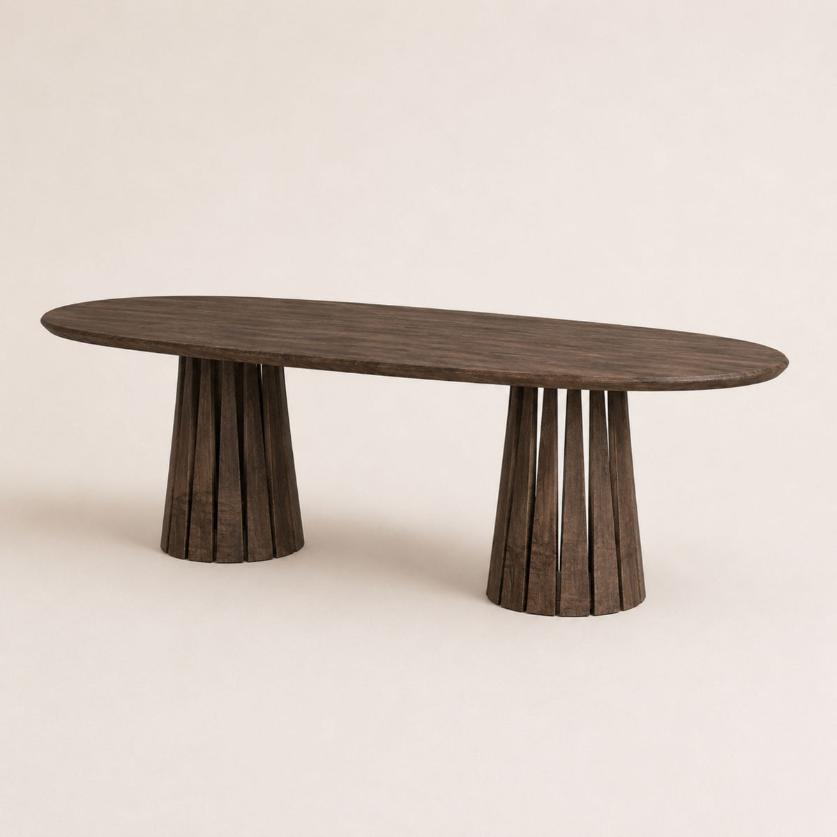 ÉTAUDORÉ Noemi Rounded Oval Table in solid oak wood, graphite finish