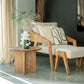 Interior arrangement with the ÉTAUDORÉ Cross Base Otemma Coffee Table made from solid oak wood in natural finish