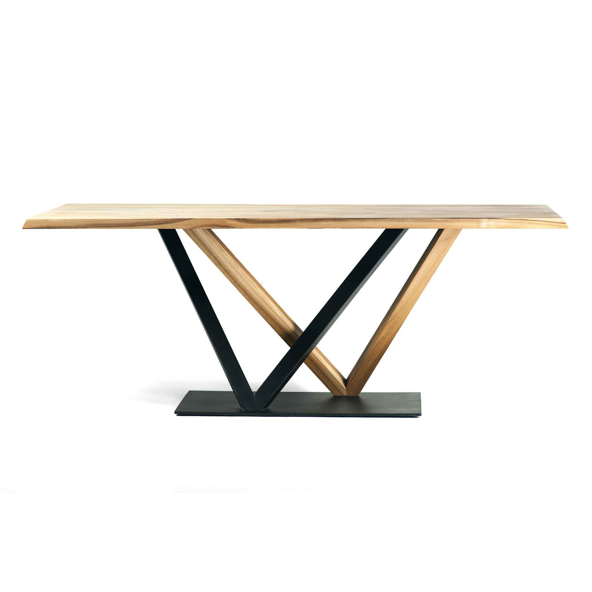 ÉTUADORÉ Julier dining table in solid oak wood and powder coated steel - side view