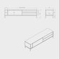 Dimensions of the Sarine Lowboard in 40 colors of powder-coated steel, elegant and modern piece of furniture for your living room