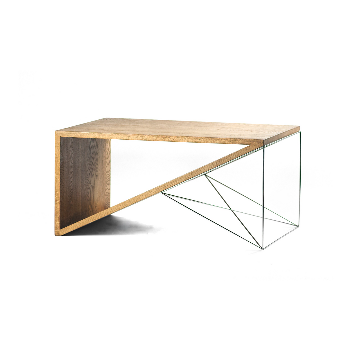 Vélan Coffee Table in Solid Oak and Steel