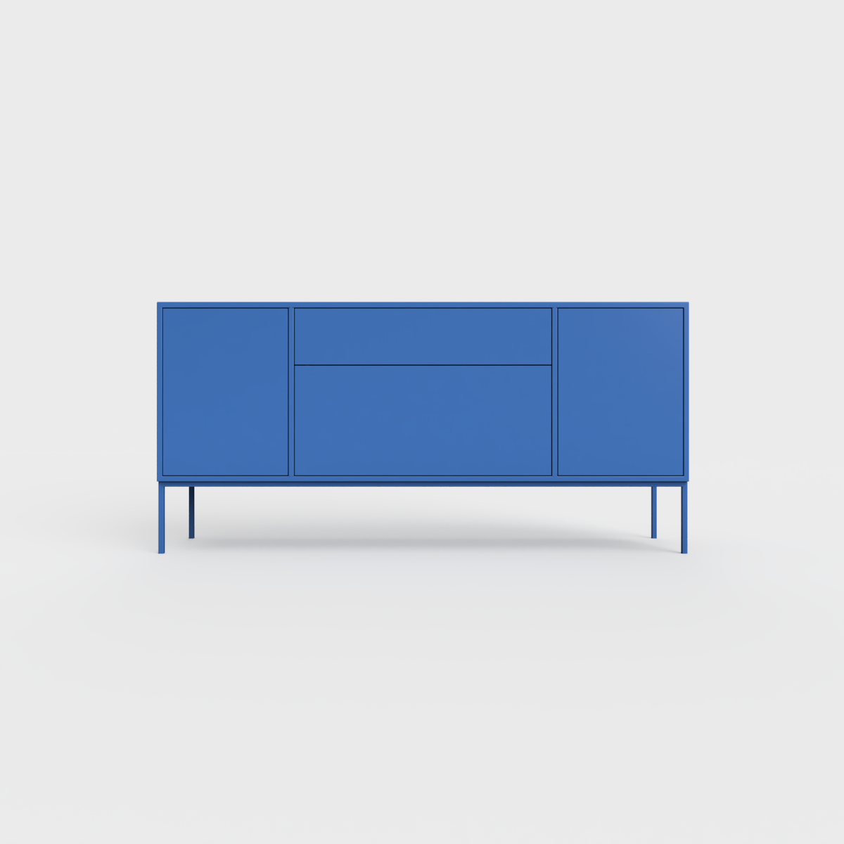Arnika 02 Sideboard in Azure color, powder-coated steel, elegant and modern piece of furniture for your living room