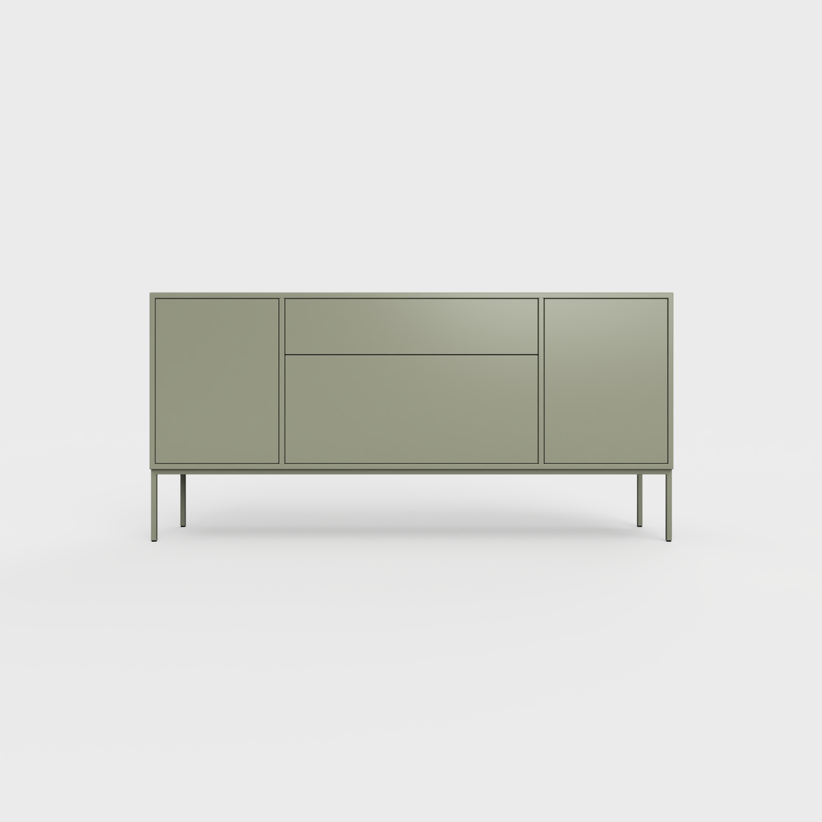 Arnika 02 Sideboard in Faded Olive color, powder-coated steel, elegant and modern piece of furniture for your living room