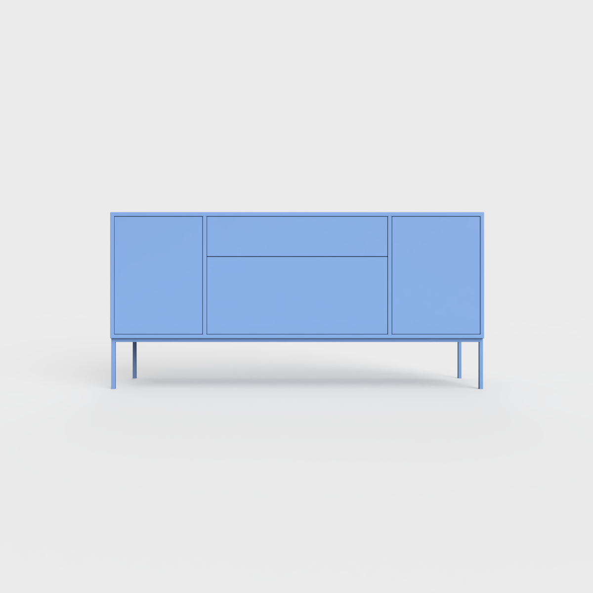 Arnika 02 Sideboard in Sky Blue color, powder-coated steel, elegant and modern piece of furniture for your living room