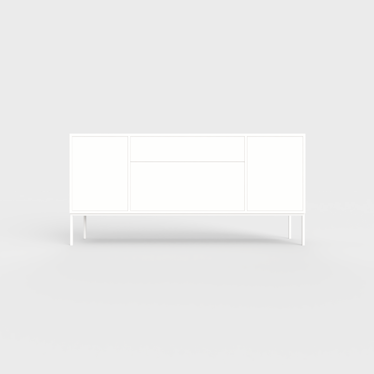 Arnika 02 Sideboard in White color, powder-coated steel, elegant and modern piece of furniture for your living room