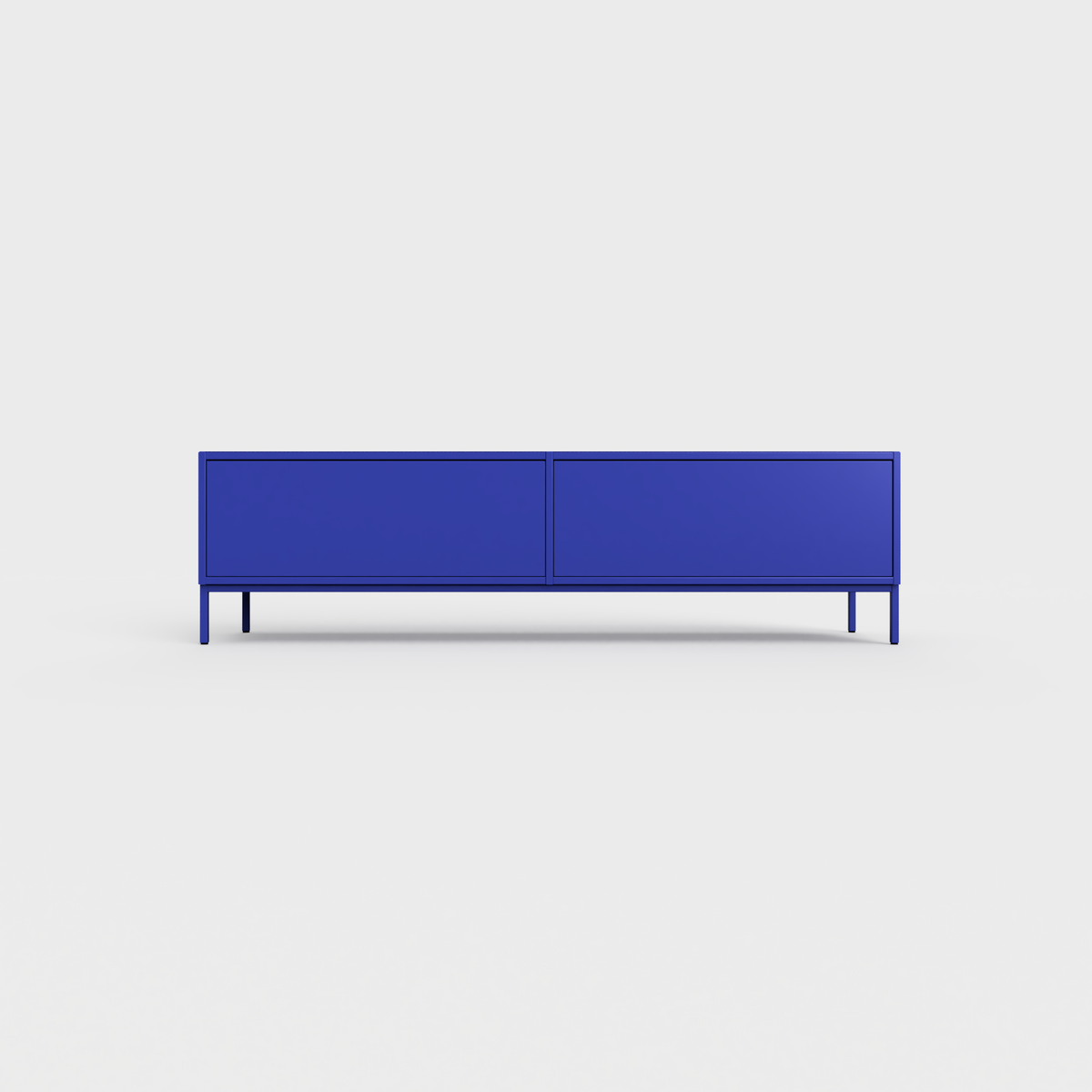 Prunus 01 Lowboard in Bluebell color, powder-coated steel, elegant and modern piece of furniture for your living room