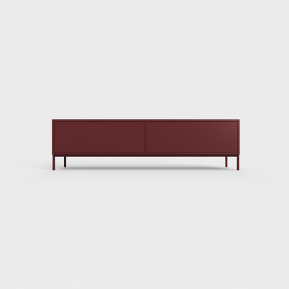 Prunus 01 Lowboard in Burgundy color, powder-coated steel, elegant and modern piece of furniture for your living room